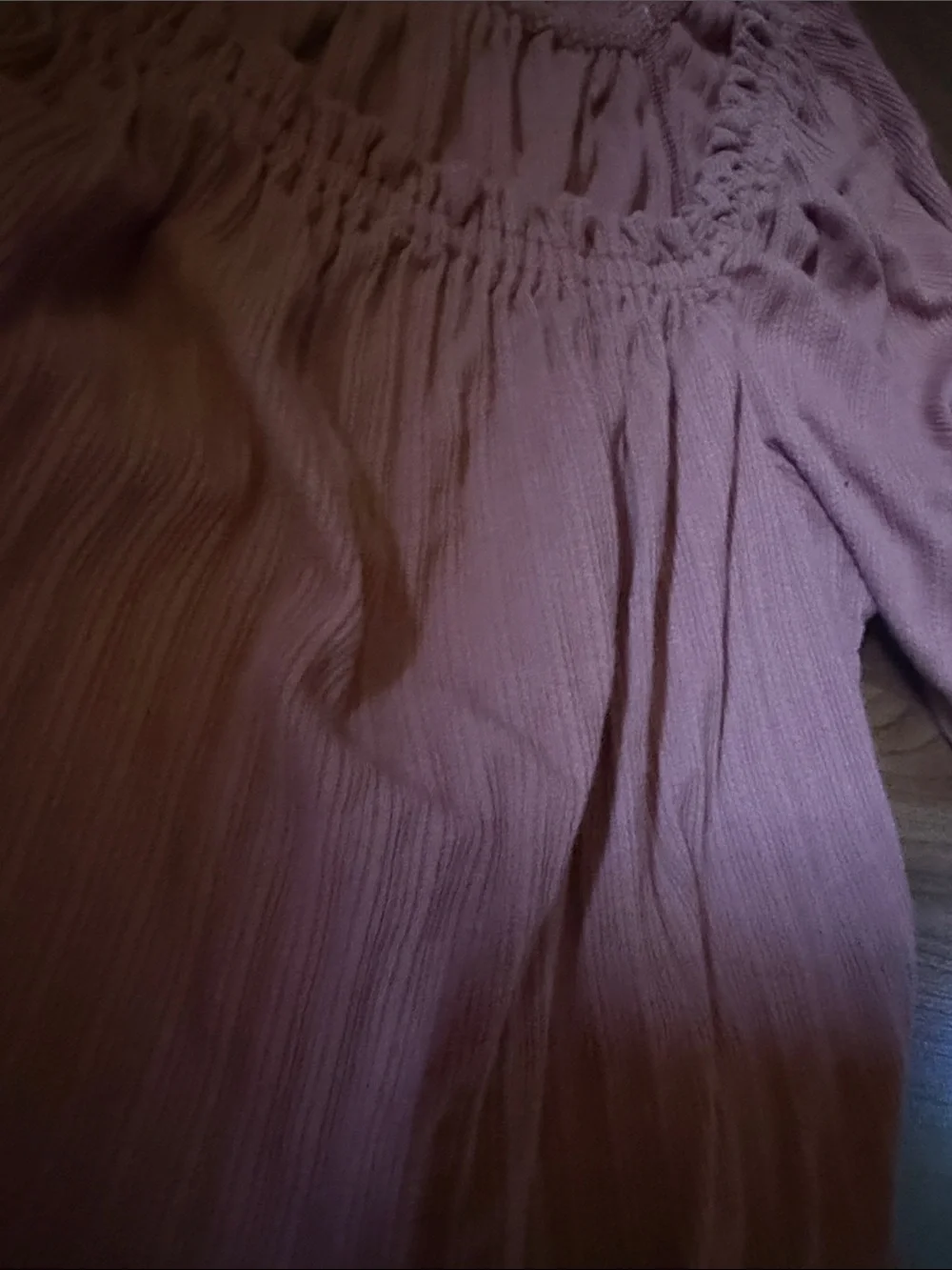 Madewell Dusty Rose Smocked Off-Shoulder Puff Sleeve Top